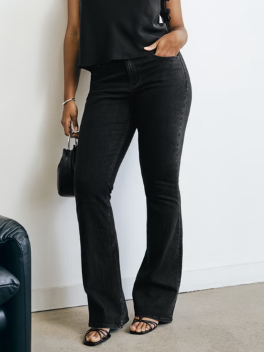 Abercrombie & Fitch The Bootcut Mid Rise Jeans Curve Love Sz 27 Faded Black Y2K
